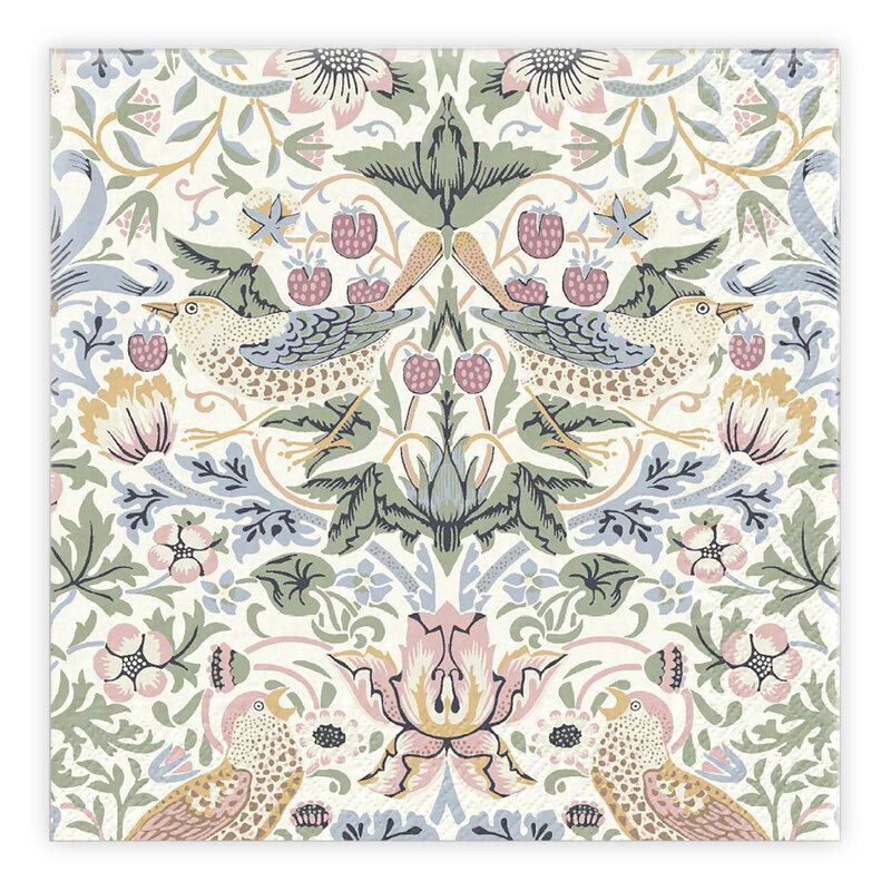 Matservetter 20p William Morris Strawberry Thief pastell