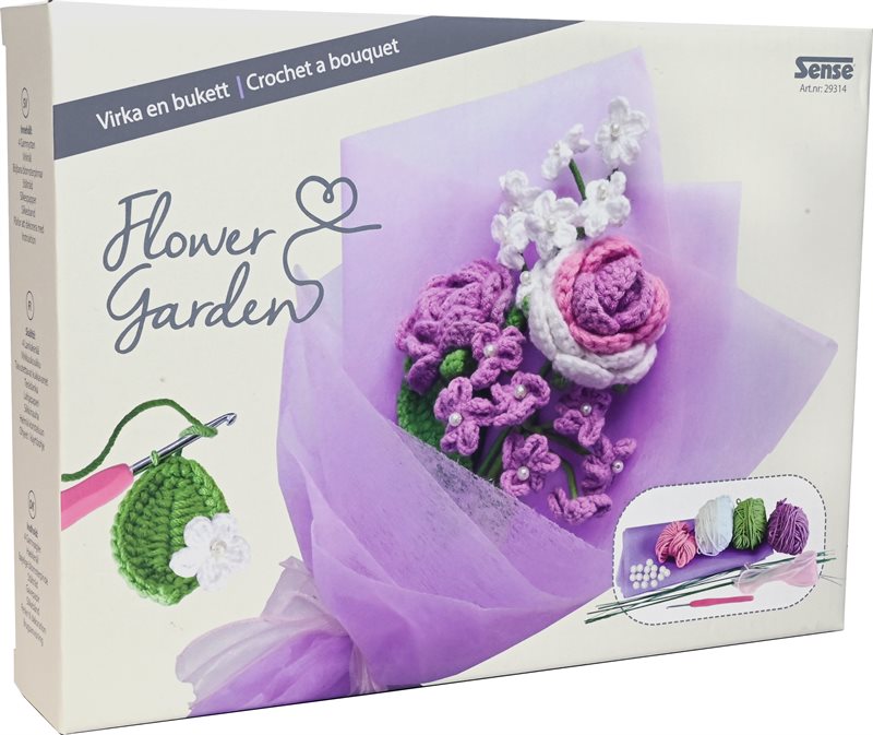 Virka blombukett - Lila