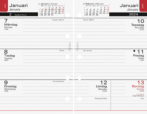 Kalender 2024 Aplan Mini Classic refill 18mån FSC