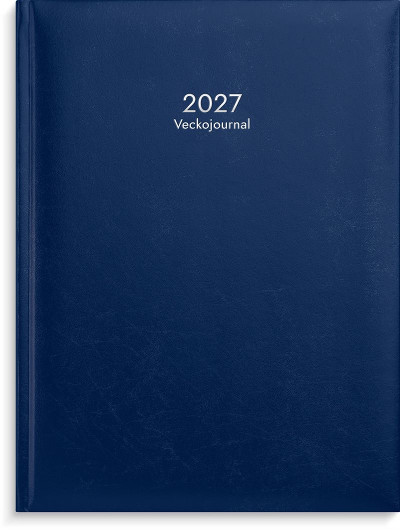 Kalender 2027 Veckojournal blått konstläder
