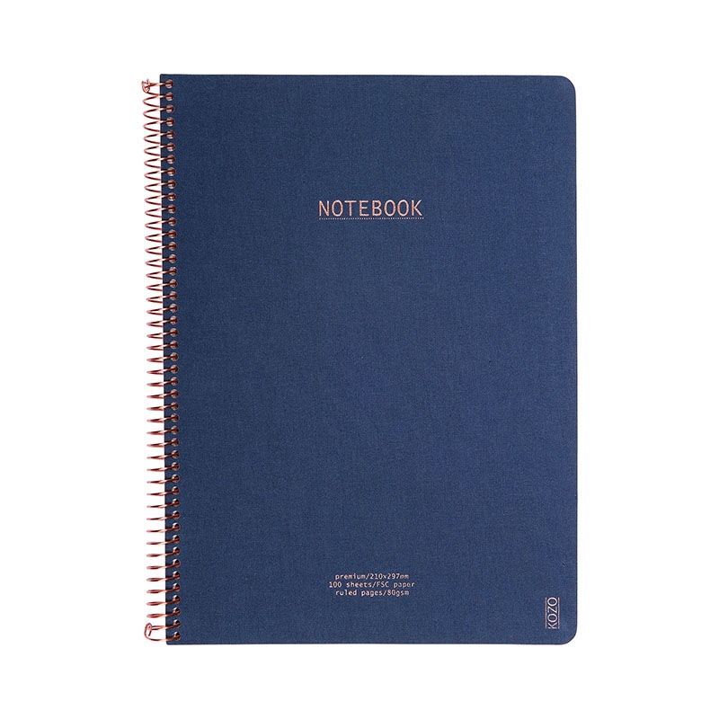 KOZO Anteckningsbok A4 Premium Navy linjerat