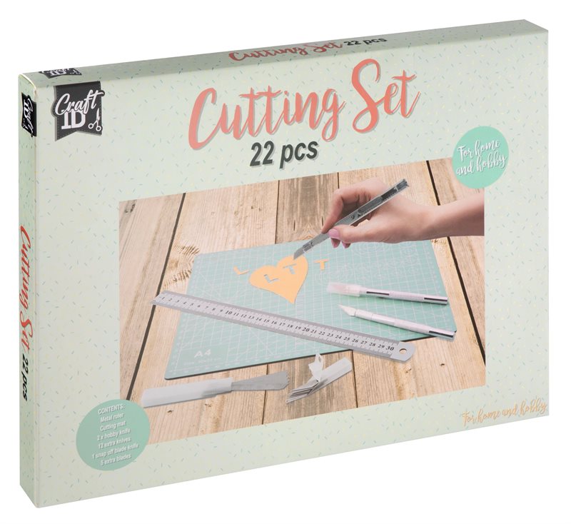 Skärset A4 : 22 delar med matta, linjal och knivar