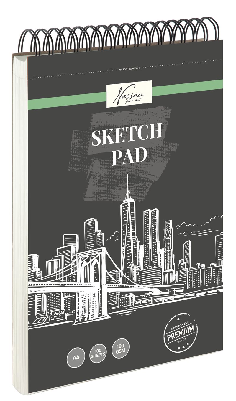 Ritblock A4 med spiralbindning : 100 ark, 160 gram