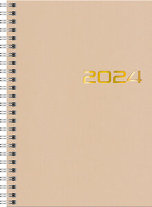 Kalender 2024 Dagbok Beige Wire-O FSC