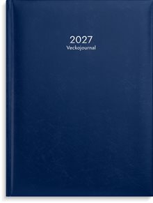 Kalender 2027 Veckojournal blått konstläder