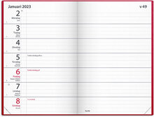Kalender 2023 Fickagenda rött konstläder